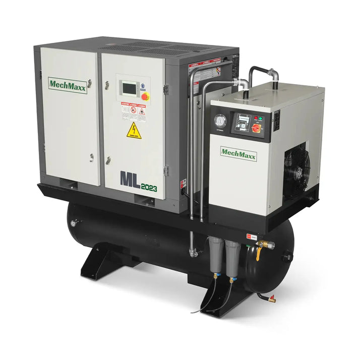 20HP Combined Rotary Screw Air Compressor with Dryer & 105-Gal ASME Tank | 78 CFM,  116 PSI,  230V 3-Phase - Industrial Grade