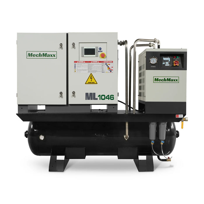 10HP Combined Rotary Screw Air Compressor with Dryer & 66-Gal ASME Tan — detail view