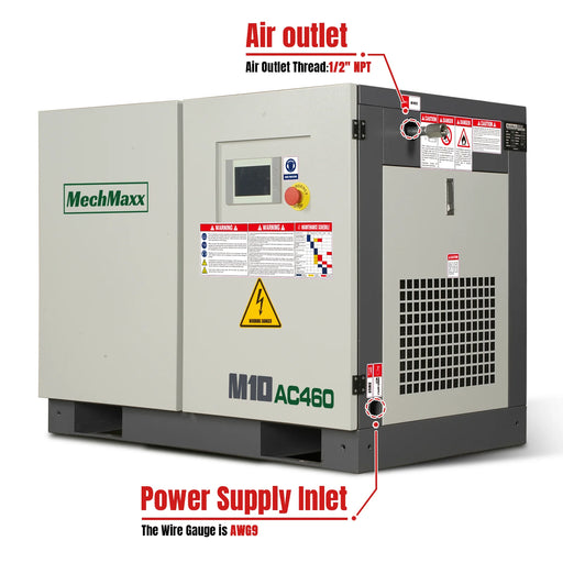 10HP Rotary Screw Air Compressor - 32 CFM,  116 PSI,  460V 3-Phase — angle view