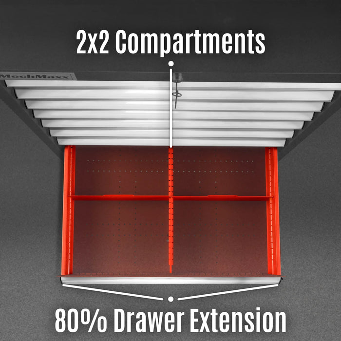 Heavy Duty Modular Drawer Cabinet – 9 Drawer, 59" H x 28.5" W x 22.5" D Tool Storage Organizer, Steel Construction