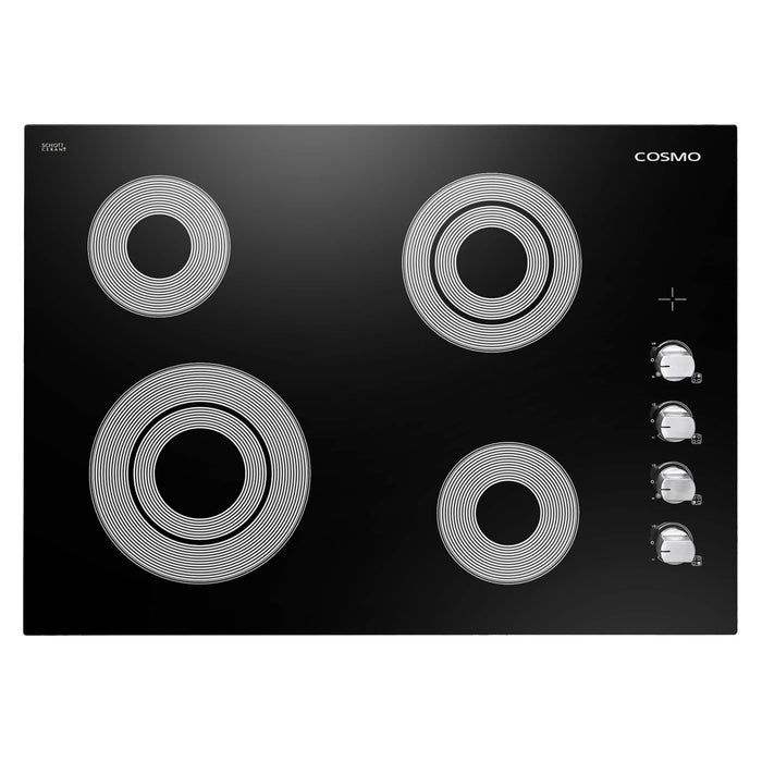 Cosmo 4-Piece Appliance Package - 30-Inch Electric Cooktop, Under Cabinet Range Hood, Wall Oven and Microwave in Stainless Steel (COS-4PKG-136) Cosmo