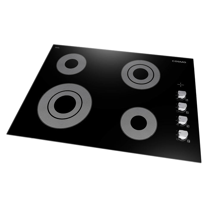 Cosmo 4-Piece Appliance Package - 30-Inch Electric Cooktop, Under Cabinet Range Hood, Wall Oven and Microwave in Stainless Steel (COS-4PKG-136) Cosmo