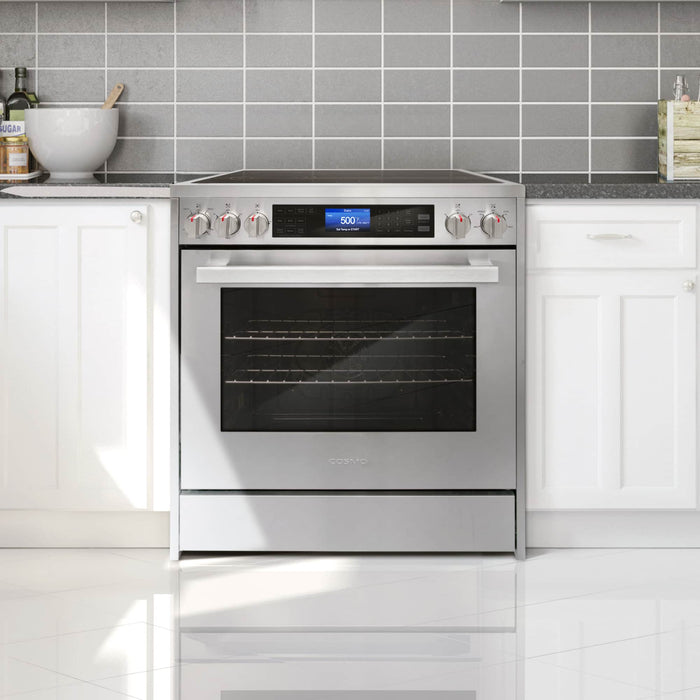 Cosmo 4-Piece Appliance Package - 30-Inch Single Oven Electric Range, Over-the-Range Microwave, Dishwasher, and Refrigerator in Stainless Steel (COS-4PKG-083) Cosmo