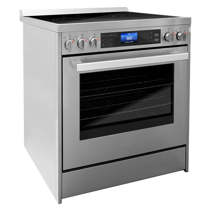 Cosmo 4-Piece Appliance Package - 30-Inch Electric Range, Wall Mount Range Hood, Dishwasher and Refrigerator with Water Dispenser in Stainless Steel (COS-4PKG-632) Cosmo
