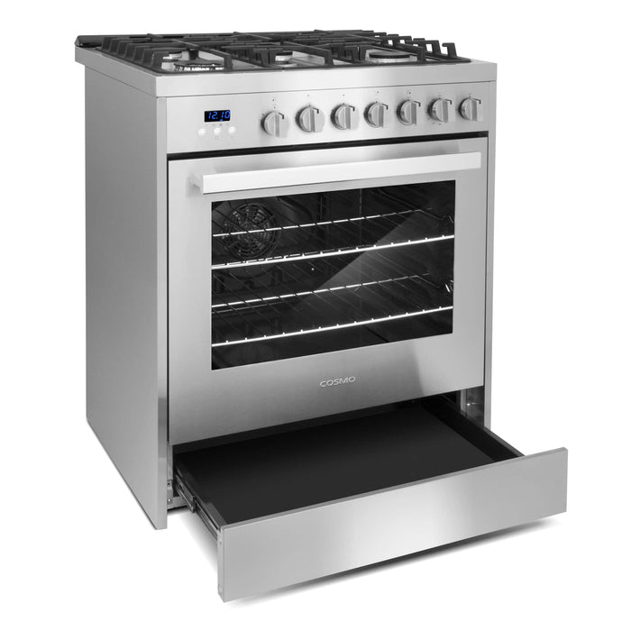 Cosmo 4-Piece Appliance Package - 30-Inch Gas Range, Island Mount Range Hood, Dishwasher and Refrigerator in Stainless Steel (COS-4PKG-734) Cosmo