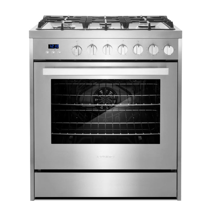Cosmo 4-Piece Appliance Package - 30-Inch Gas Range, Under Cabinet Range Hood, Dishwasher and Refrigerator with Water Dispenser in Stainless Steel (COS-4PKG-729) Cosmo