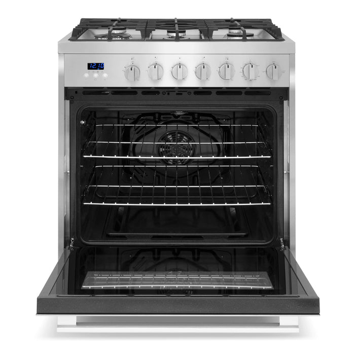Cosmo 4-Piece Appliance Package - 30-Inch Single Oven Gas Range, Wall Mount Range Hood, Dishwasher and Refrigerator with Water Dispenser in Stainless Steel (COS-4PKG-733) Cosmo