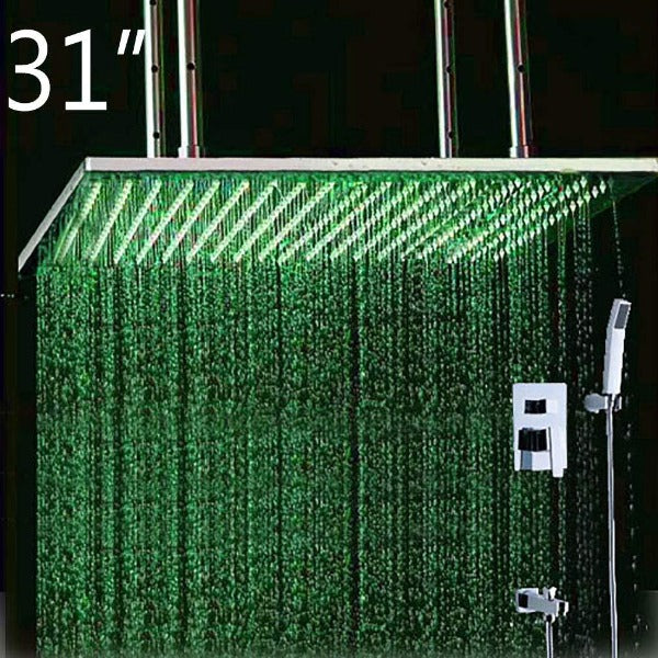 Cascada Showers 31" Rainfall LED Shower Set Double-Function Valve - Alternate View
