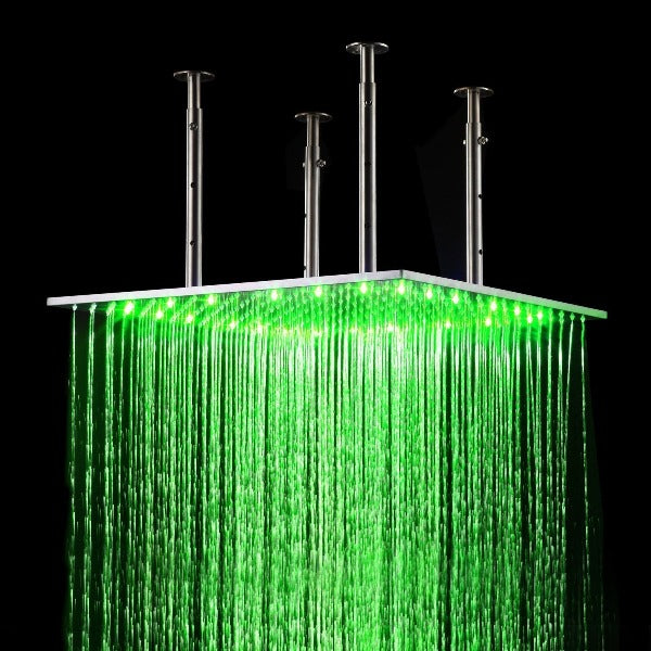 Cascada Showers 31" Stainless Steel Luxury Square LED Rain Bathroom Shower Head - Product Image 8