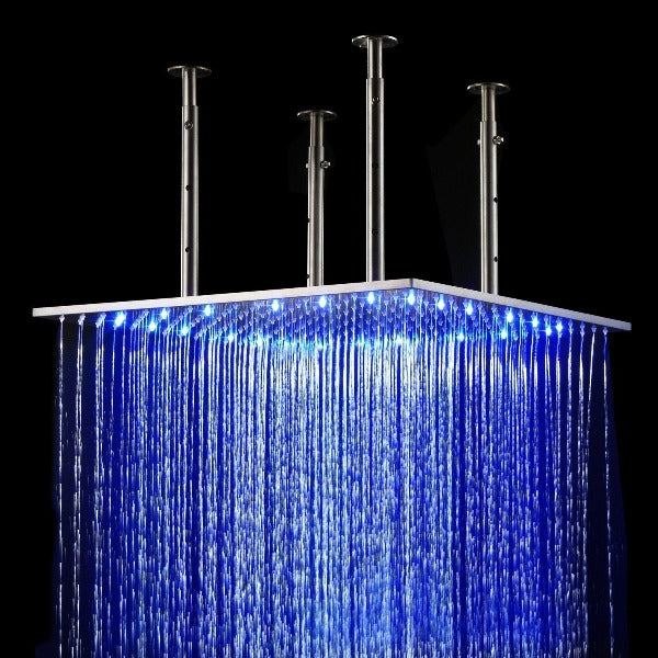 Cascada Showers 31" Stainless Steel Luxury Square LED Rain Bathroom Shower Head - Product Image 9