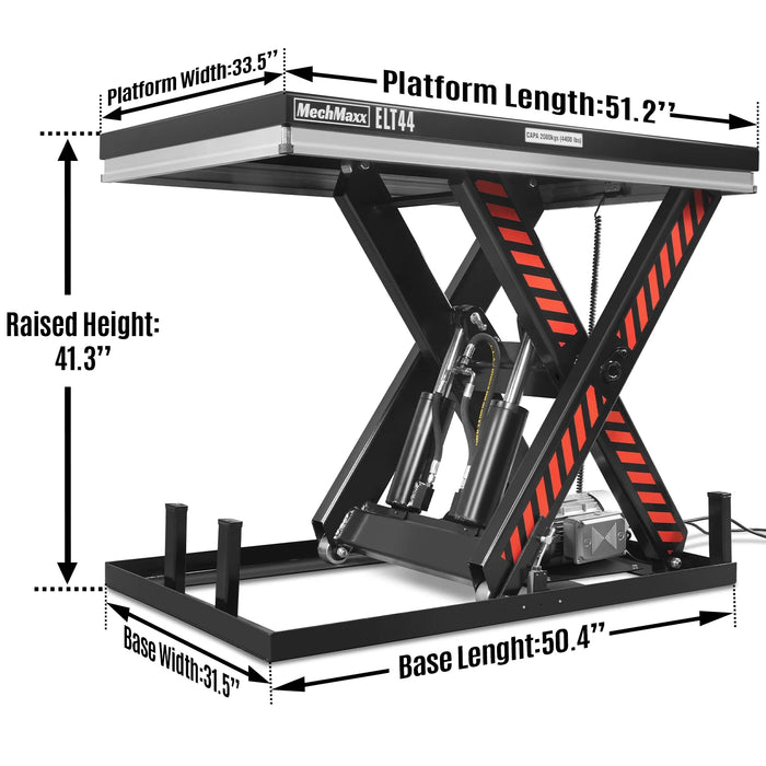 4400lbs Capacity Stationary Powered Hydraulic Lift Table,  51.2" x 33. — angle view
