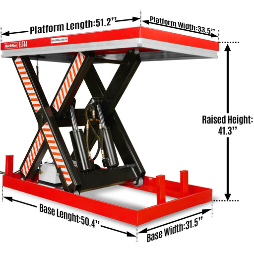 4400lbs Capacity Stationary Powered Hydraulic Lift Table,  51.2" x 33.5" Platform,  41.3" Lift Height,  UL Certified Motor,  ELT44