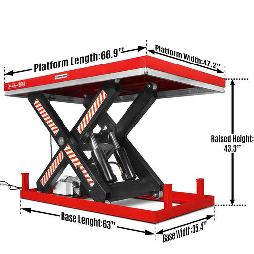 8800lbs Capacity Stationary Hydraulic Lift Table,  66.9" x 47.2" Platform,  43.3" Height,  UL Certified Motor,  ELT88