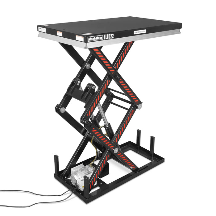 2200 lbs Capacity Stationary Electric Hydraulic Double Scissor Lift Table - 51.2" x 32.3" Platform, 70.1" Lift Height, UL Certified Motor, ELTD22