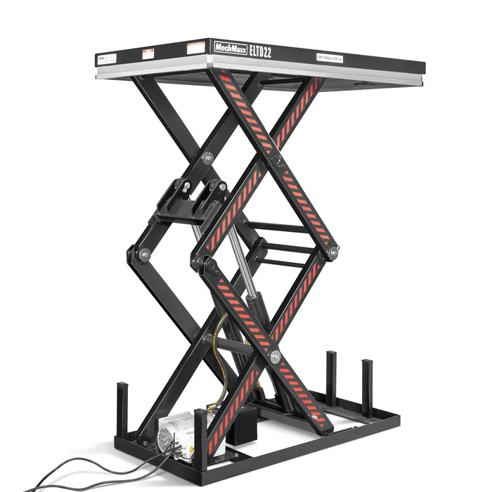 2200 lbs Capacity Stationary Electric Hydraulic Double Scissor Lift Table - 51.2" x 32.3" Platform, 70.1" Lift Height, UL Certified Motor, ELTD22