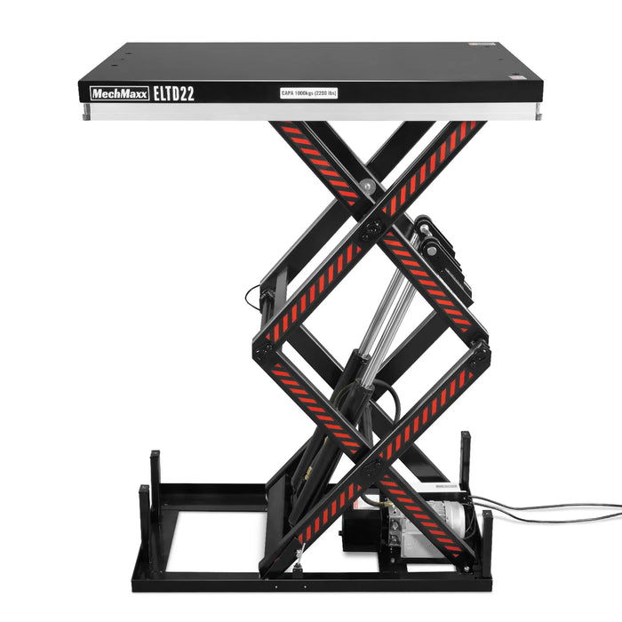 2200 lbs Capacity Stationary Electric Hydraulic Double Scissor Lift Table - 51.2" x 32.3" Platform, 70.1" Lift Height, UL Certified Motor, ELTD22