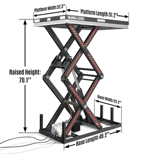 2200 lbs Capacity Stationary Electric Hydraulic Double Scissor Lift Ta — angle view