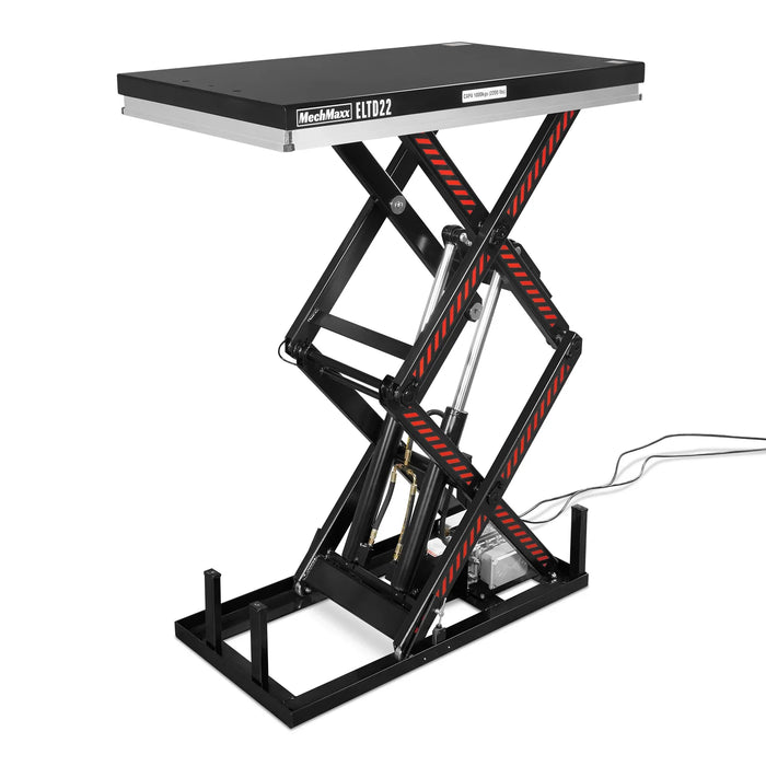 2200 lbs Capacity Stationary Electric Hydraulic Double Scissor Lift Table - 51.2" x 32.3" Platform, 70.1" Lift Height, UL Certified Motor, ELTD22