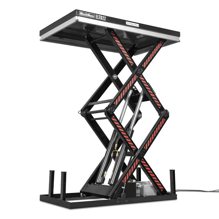 2200 lbs Capacity Stationary Electric Hydraulic Double Scissor Lift Table - 51.2" x 32.3" Platform, 70.1" Lift Height, UL Certified Motor, ELTD22