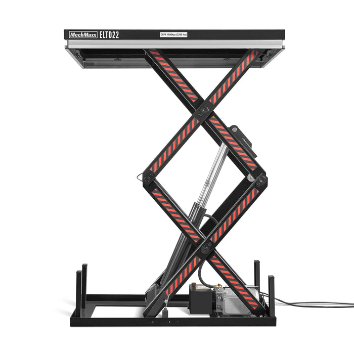 2200 lbs Capacity Stationary Electric Hydraulic Double Scissor Lift Table - 51.2" x 32.3" Platform, 70.1" Lift Height, UL Certified Motor, ELTD22