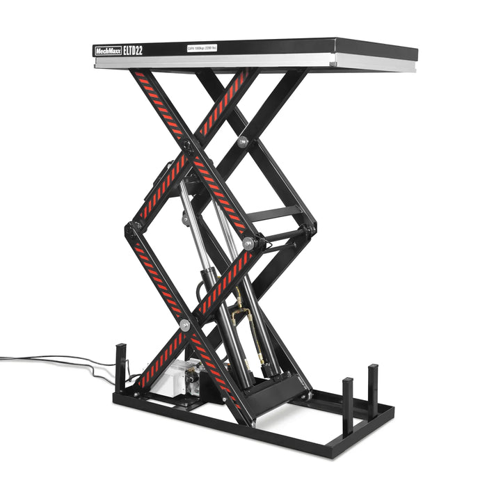 2200 lbs Capacity Stationary Electric Hydraulic Double Scissor Lift Table - 51.2" x 32.3" Platform, 70.1" Lift Height, UL Certified Motor, ELTD22