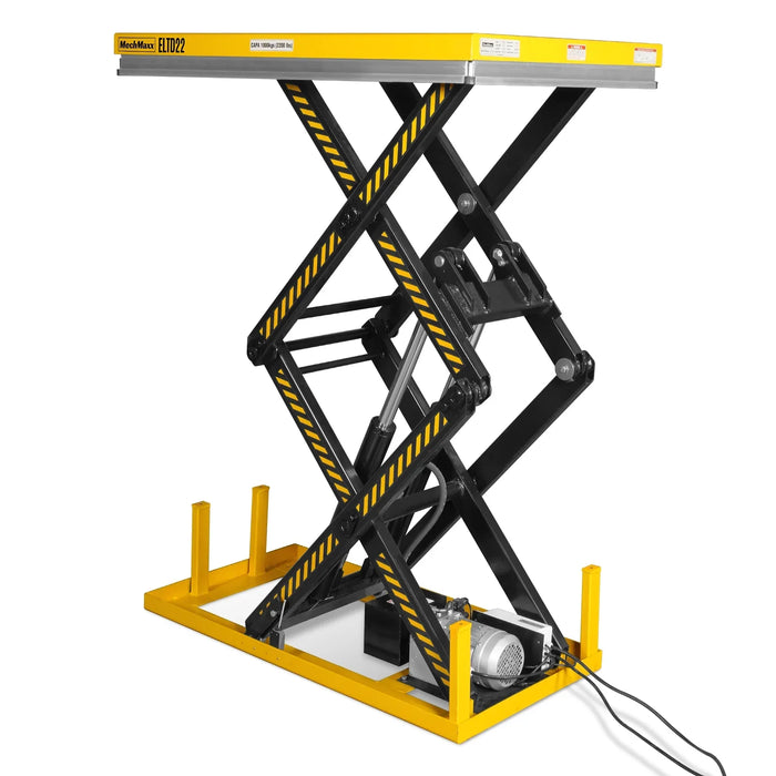 2200 lbs Capacity Stationary Electric Hydraulic Double Scissor Lift Table - 51.2" x 32.3" Platform, 70.1" Lift Height, UL Certified Motor, ELTD22