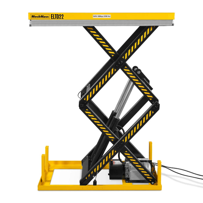 2200 lbs Capacity Stationary Electric Hydraulic Double Scissor Lift Table - 51.2" x 32.3" Platform, 70.1" Lift Height, UL Certified Motor, ELTD22