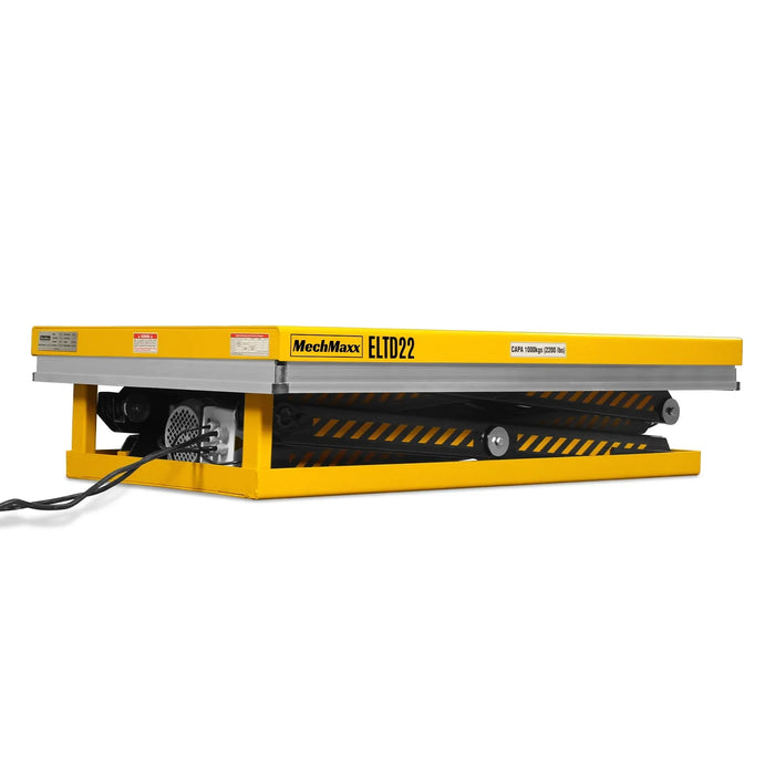 2200 lbs Capacity Stationary Electric Hydraulic Double Scissor Lift Table - 51.2" x 32.3" Platform, 70.1" Lift Height, UL Certified Motor, ELTD22