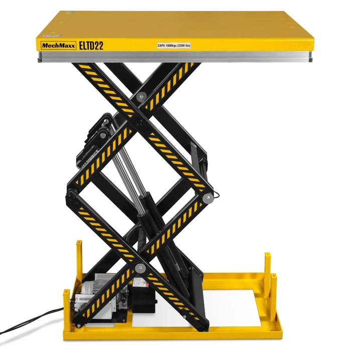 2200 lbs Capacity Stationary Electric Hydraulic Double Scissor Lift Table - 51.2" x 32.3" Platform, 70.1" Lift Height, UL Certified Motor, ELTD22