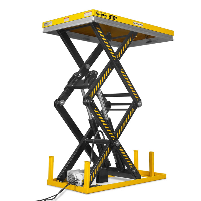 2200 lbs Capacity Stationary Electric Hydraulic Double Scissor Lift Table - 51.2" x 32.3" Platform, 70.1" Lift Height, UL Certified Motor, ELTD22