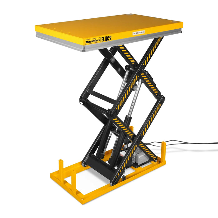 2200 lbs Capacity Stationary Electric Hydraulic Double Scissor Lift Table - 51.2" x 32.3" Platform, 70.1" Lift Height, UL Certified Motor, ELTD22
