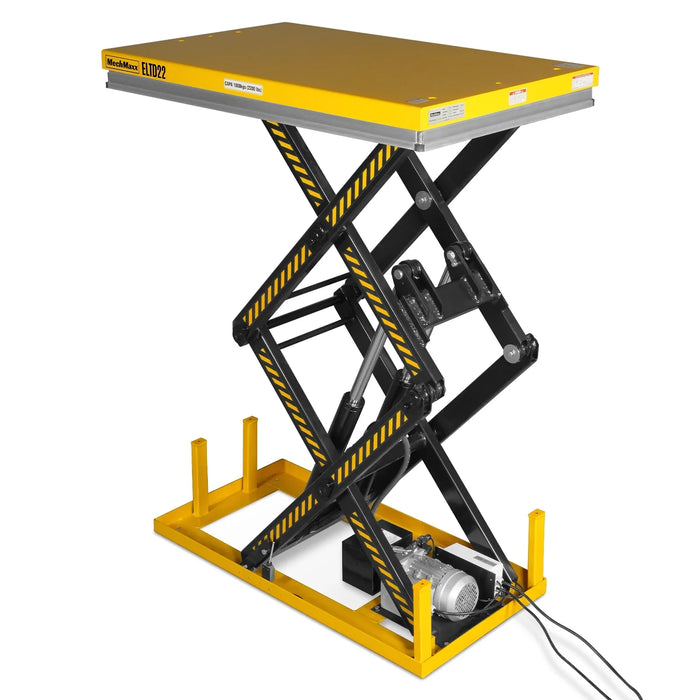 2200 lbs Capacity Stationary Electric Hydraulic Double Scissor Lift Table - 51.2" x 32.3" Platform, 70.1" Lift Height, UL Certified Motor, ELTD22