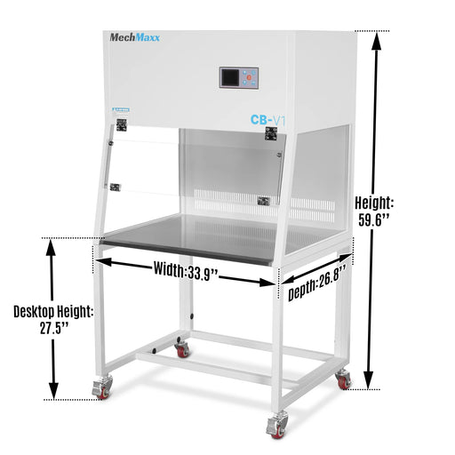 33.9″ Wide CB-V1 Vertical Laminar Flow Clean Bench with HEPA Filtratio — angle view
