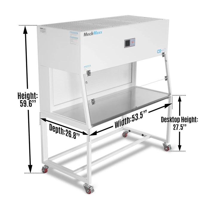 53.5″ Wide CB-H2 Horizontal Laminar Flow Clean Bench with HEPA Filtrat — angle view