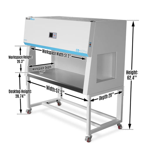 57.5″ Wide CB-H2Pro Horizontal Laminar Flow Clean Bench with HEPA Filt — angle view