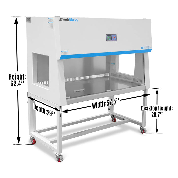 57.5″ Wide CB-V2Pro Vertical Laminar Flow Clean Bench with HEPA Filtra — angle view