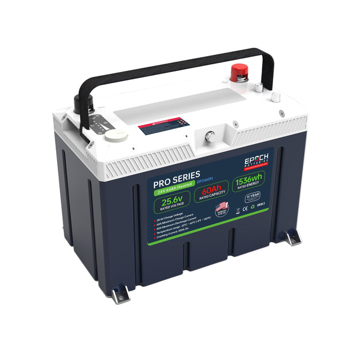 Epoch 24V 60Ah Pro Series LiFePO4 battery — side profile