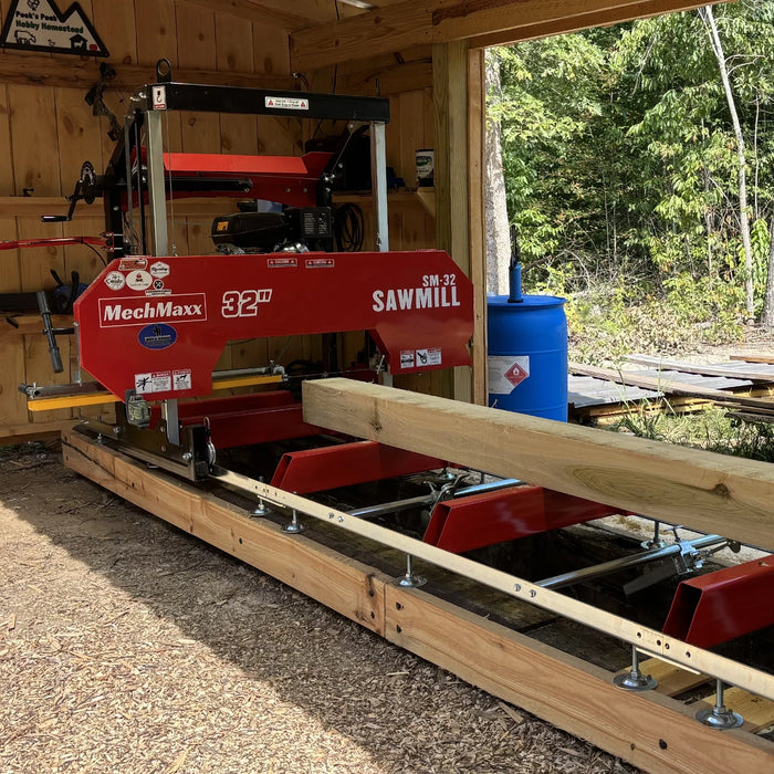32" Portable Sawmill,  KOHLER CH440 429cc E-Start Gasoline Engine,  26.5" Board Width,  13' Track Length ,  SM-32