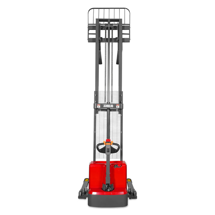 3300lbs Electric Straddle Stacker,  118" Lift,  Adjustable Legs & Forks,  F33-118SLA