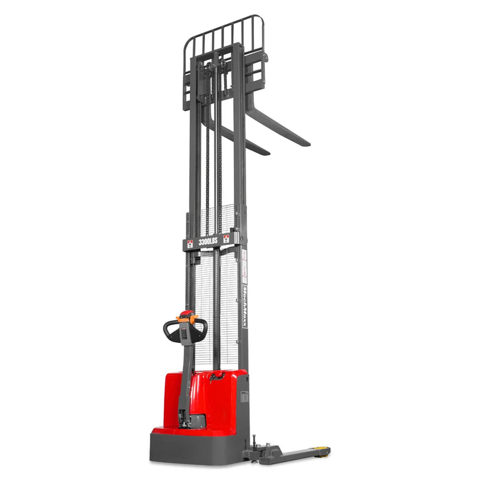 3300lbs Electric Straddle Stacker,  118" Lift,  Adjustable Legs & Forks,  F33-118SLA