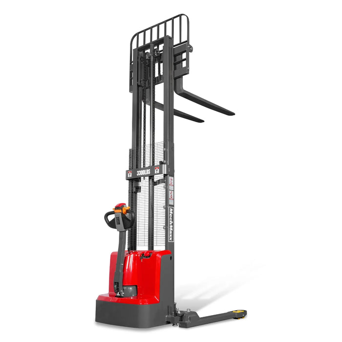 3300lbs Electric Straddle Stacker,  98" Lift,  Adjustable Legs & Forks,  F33-98SLA