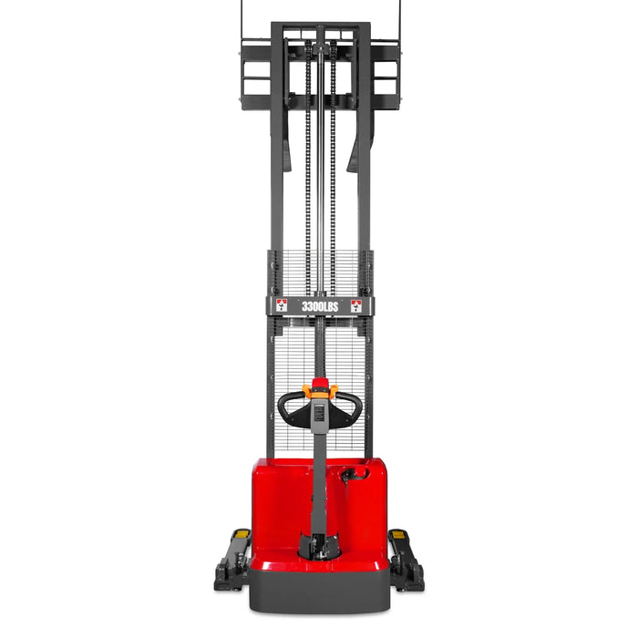 3300lbs Electric Straddle Stacker,  98" Lift,  Adjustable Legs & Forks,  F33-98SLA