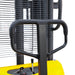 Xilin CTD15BE-98 semi-electric stacker fork and load detail