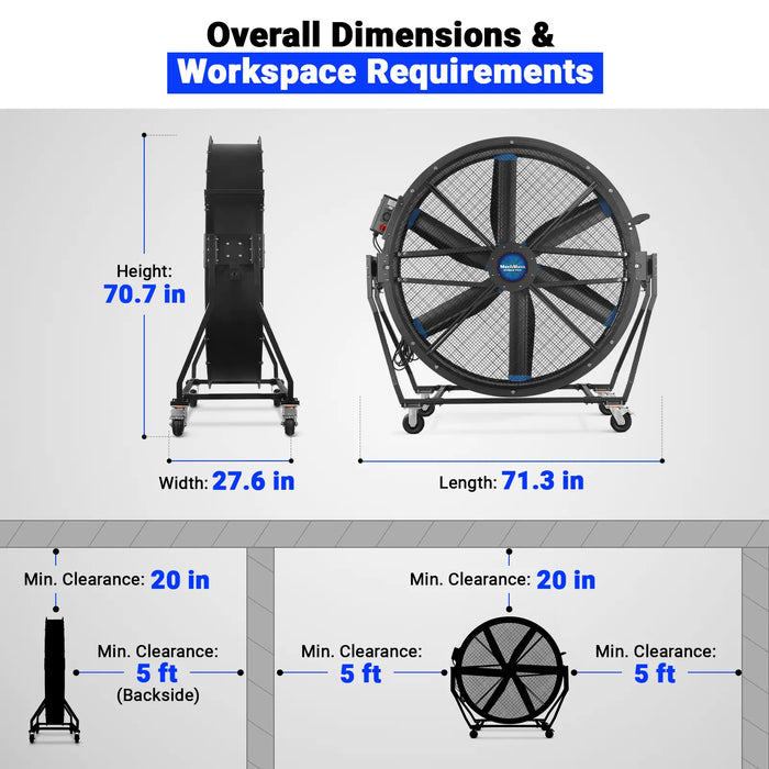 59" Portable Industrial Fan with Variable High-Efficiency PMSM Motor,T — detail view