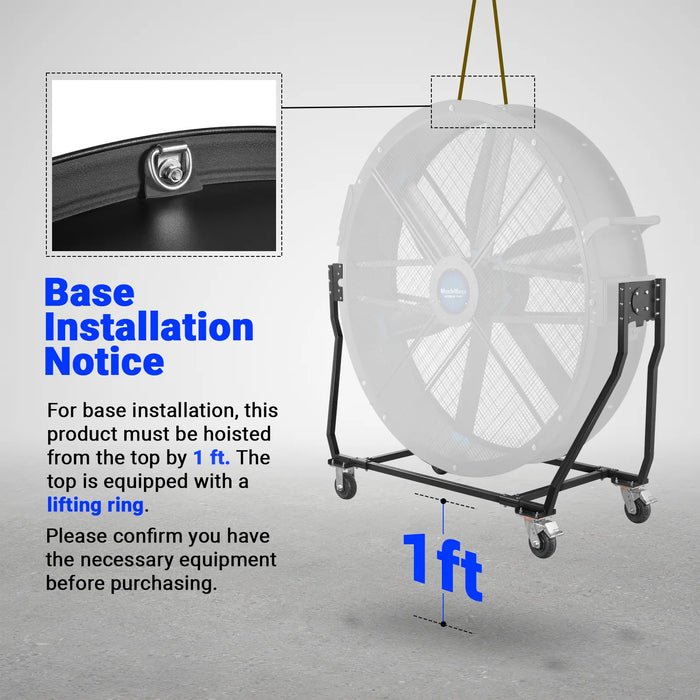 59" Portable Industrial Fan with Variable High-Efficiency PMSM Motor,T — angle view