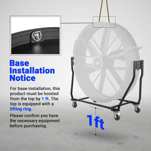 79" Portable Industrial Fan with Variable High-Efficiency PMSM Motor,T — angle view