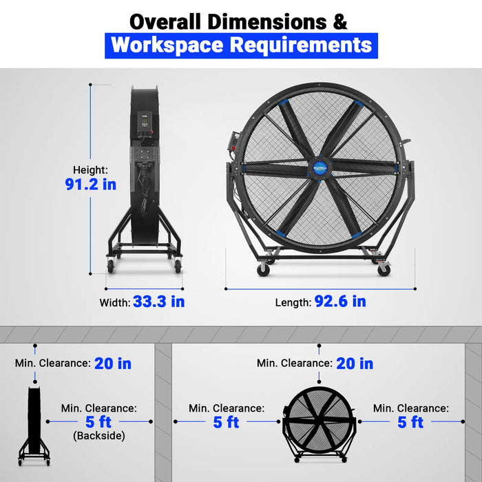 79" Portable Industrial Fan with Variable High-Efficiency PMSM Motor,T — detail view