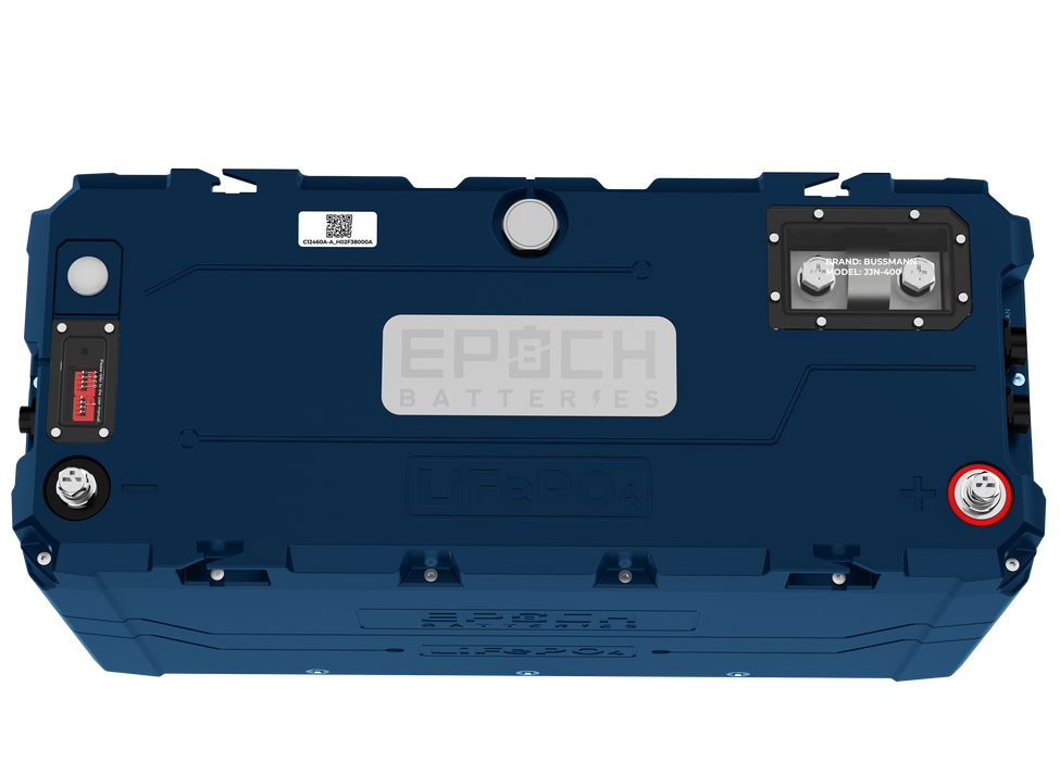 Epoch 12V 460Ah V2-T Elite LiFePO4 battery — terminal close-up