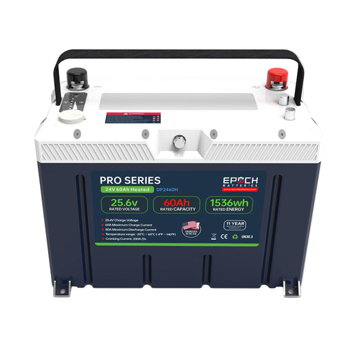 Epoch 24V 60Ah Pro Series LiFePO4 battery — front view