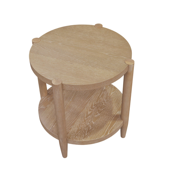 Alpine Furniture Cleo Sinclair Round End Table, Natural
